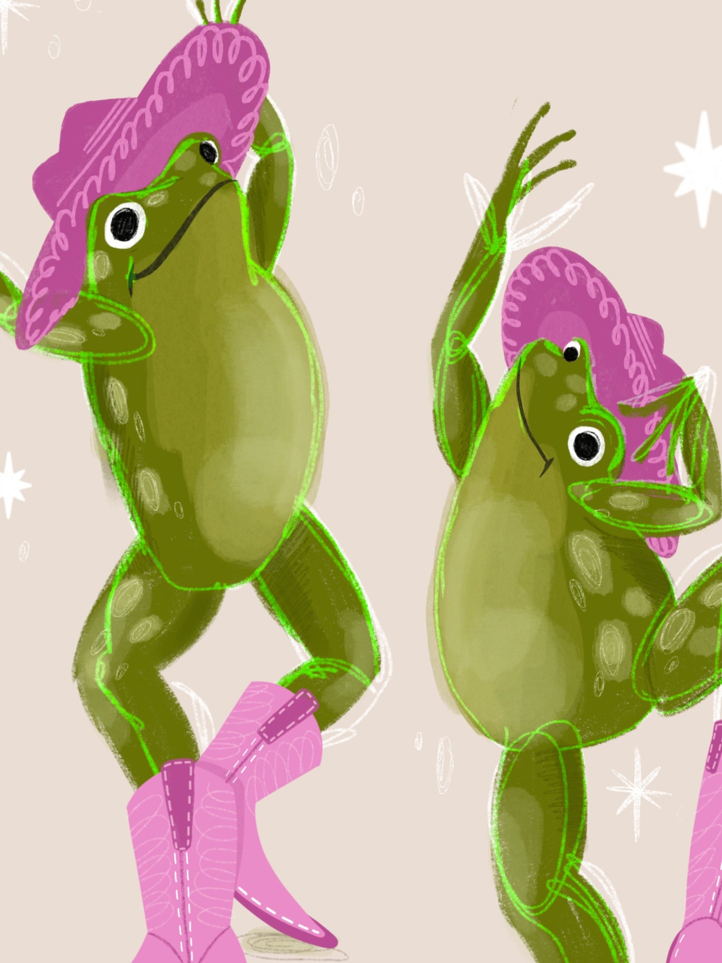 Dancing Western Frogs Art Print