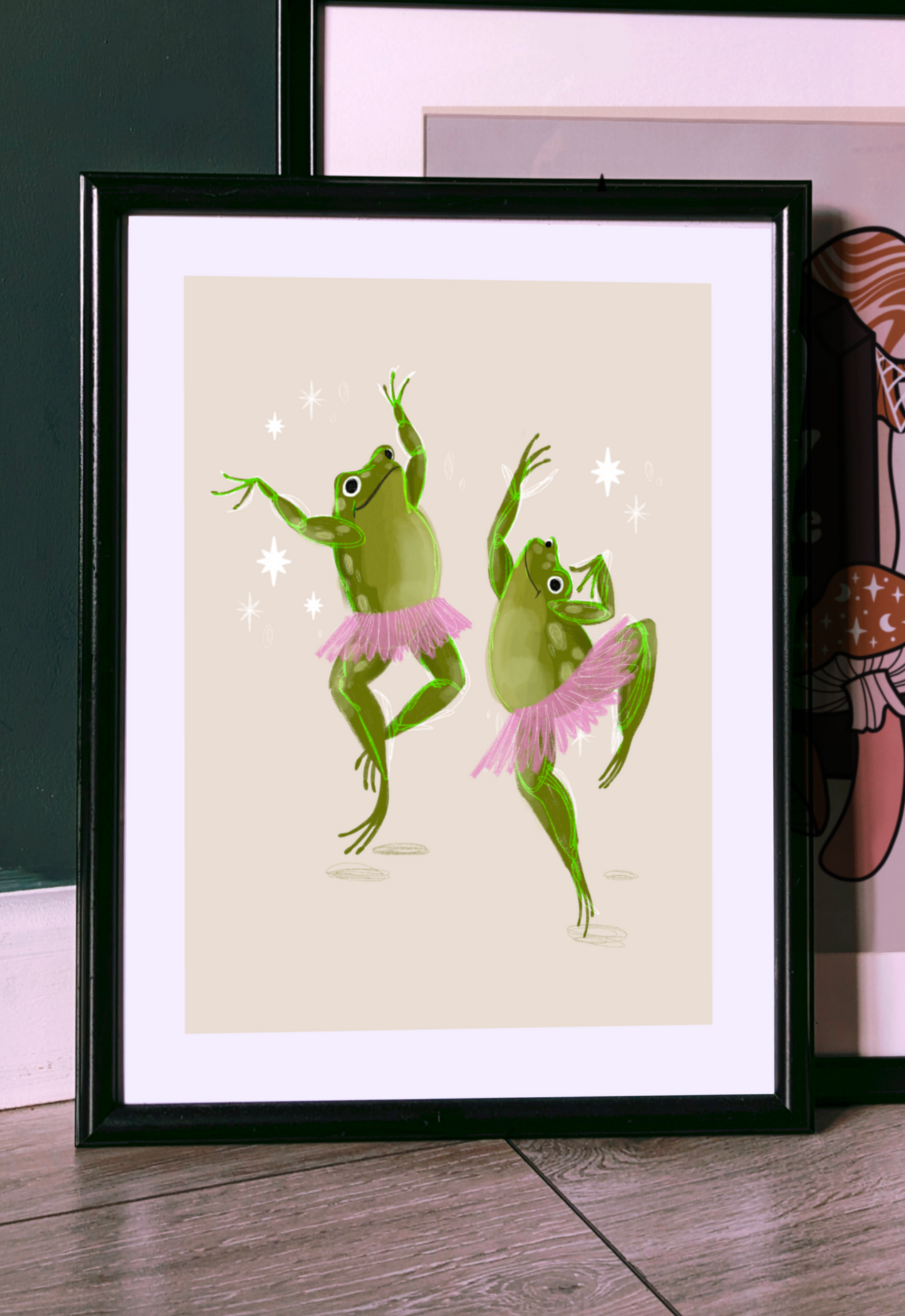 Dancing Whimsical Frogs Art Print