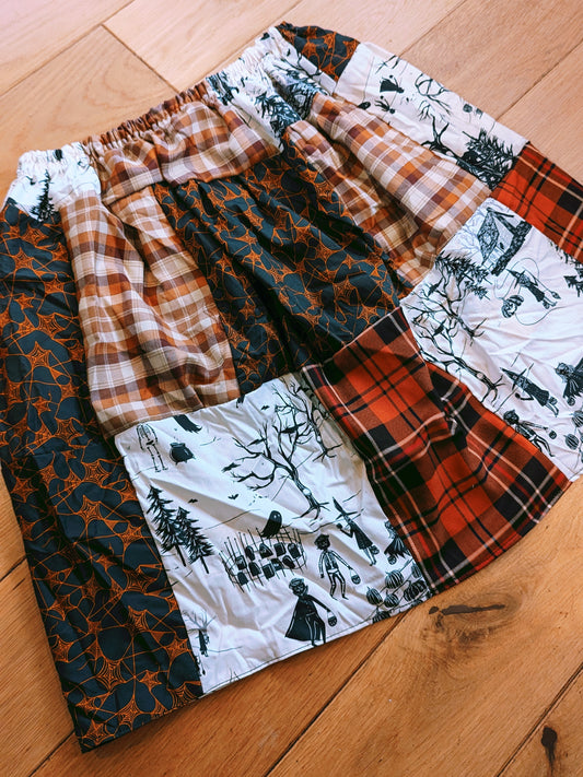 Premade Patchwork Orange Tartan theme Skirt
