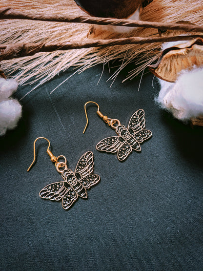 Death Moth Gold Earrings